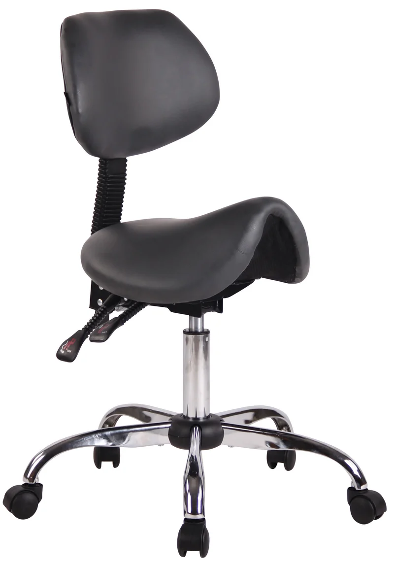 Tabouret de travail avec assise en forme de selle cheval ajustable et pivotant PVC gris TABO10207