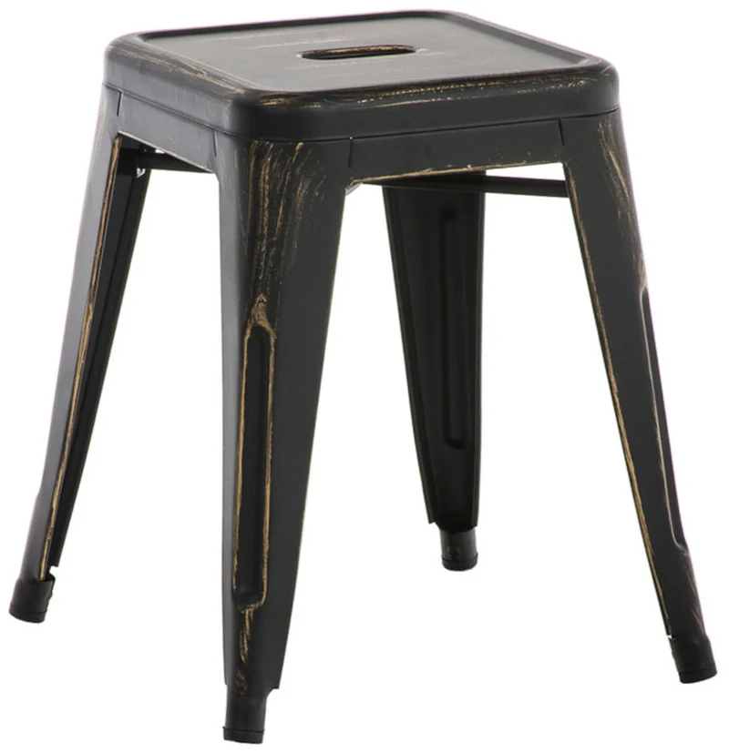Tabouret design industriel empilable hauter 46 cm en métal doré 10_0005495