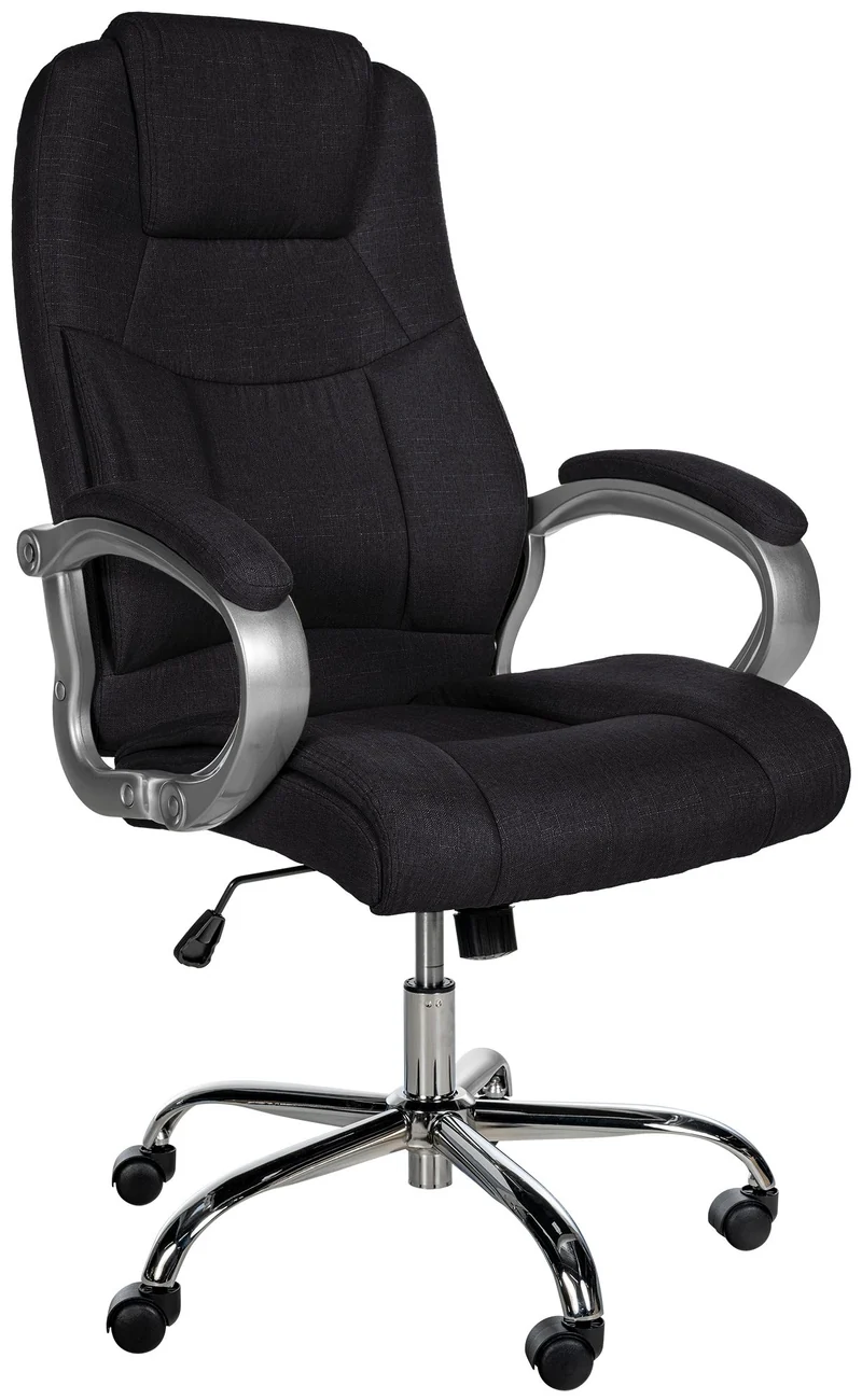 Fauteuil de bureau ergonomique est confortable en tissu noir et métal chromé 10_0002386