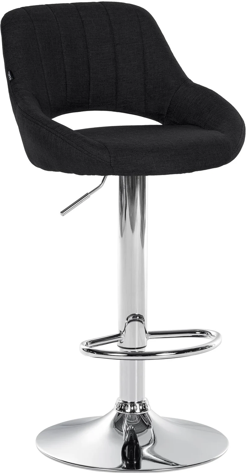 Tabouret de bar x1 avec repose-pieds pivotant et réglable en tissu noir et métal 10_0005220