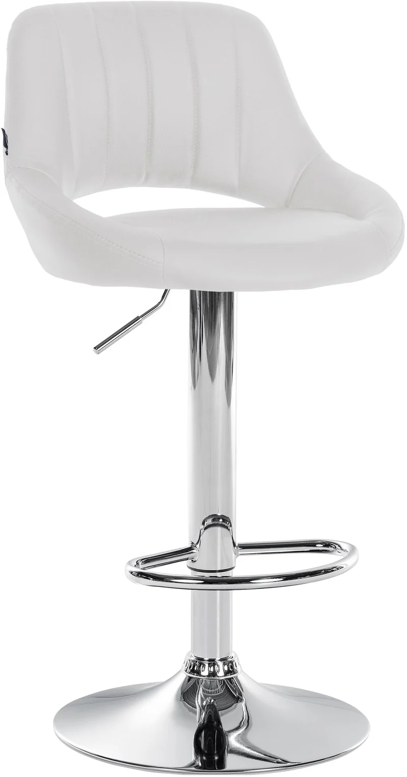 Tabouret de bar x1 avec repose-pieds pivotant et réglable en PVC blanc et métal 10_0005213