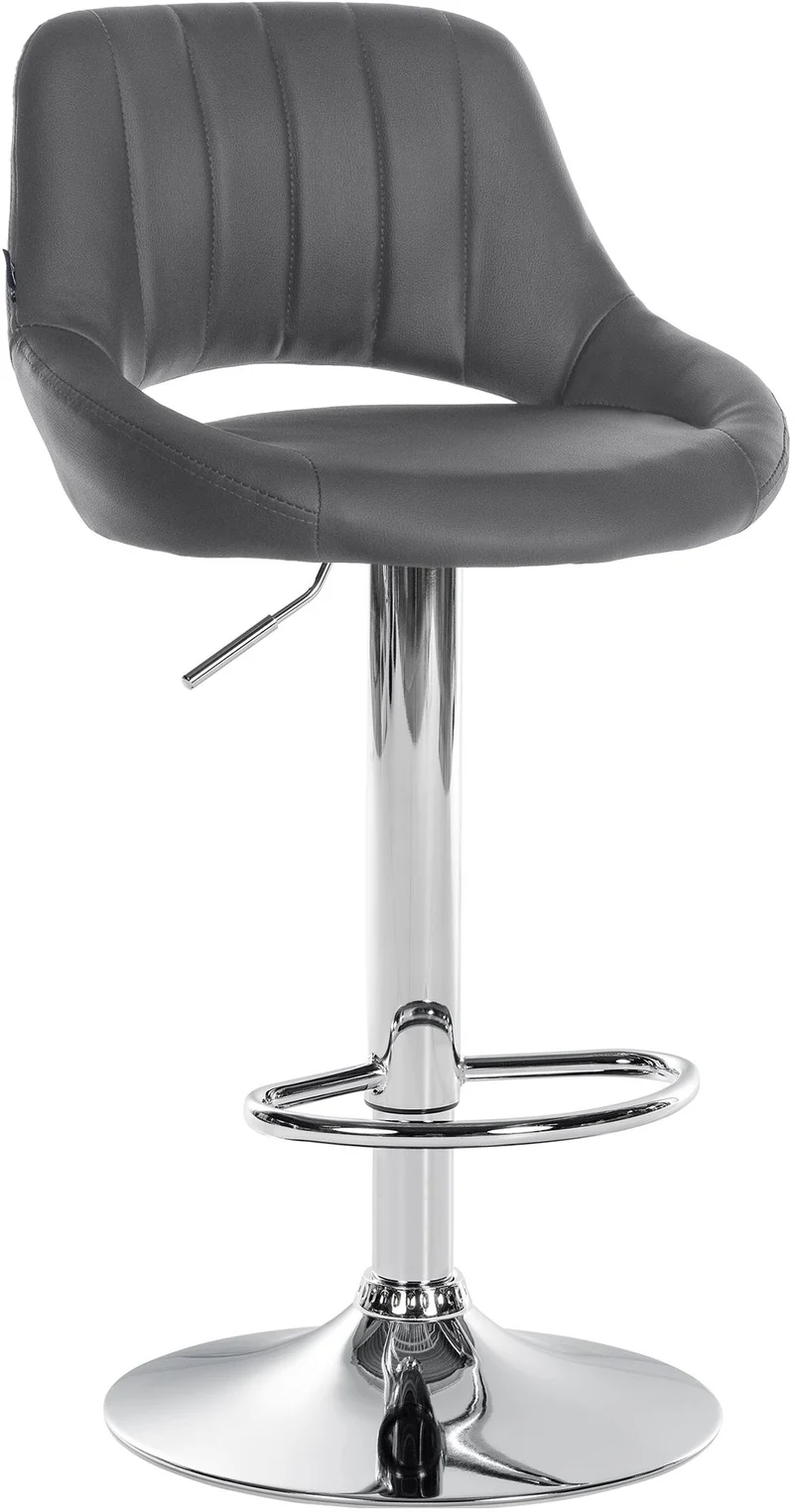 Tabouret de bar x1 avec repose-pieds pivotant et réglable en PVC gris et métal 10_0005211