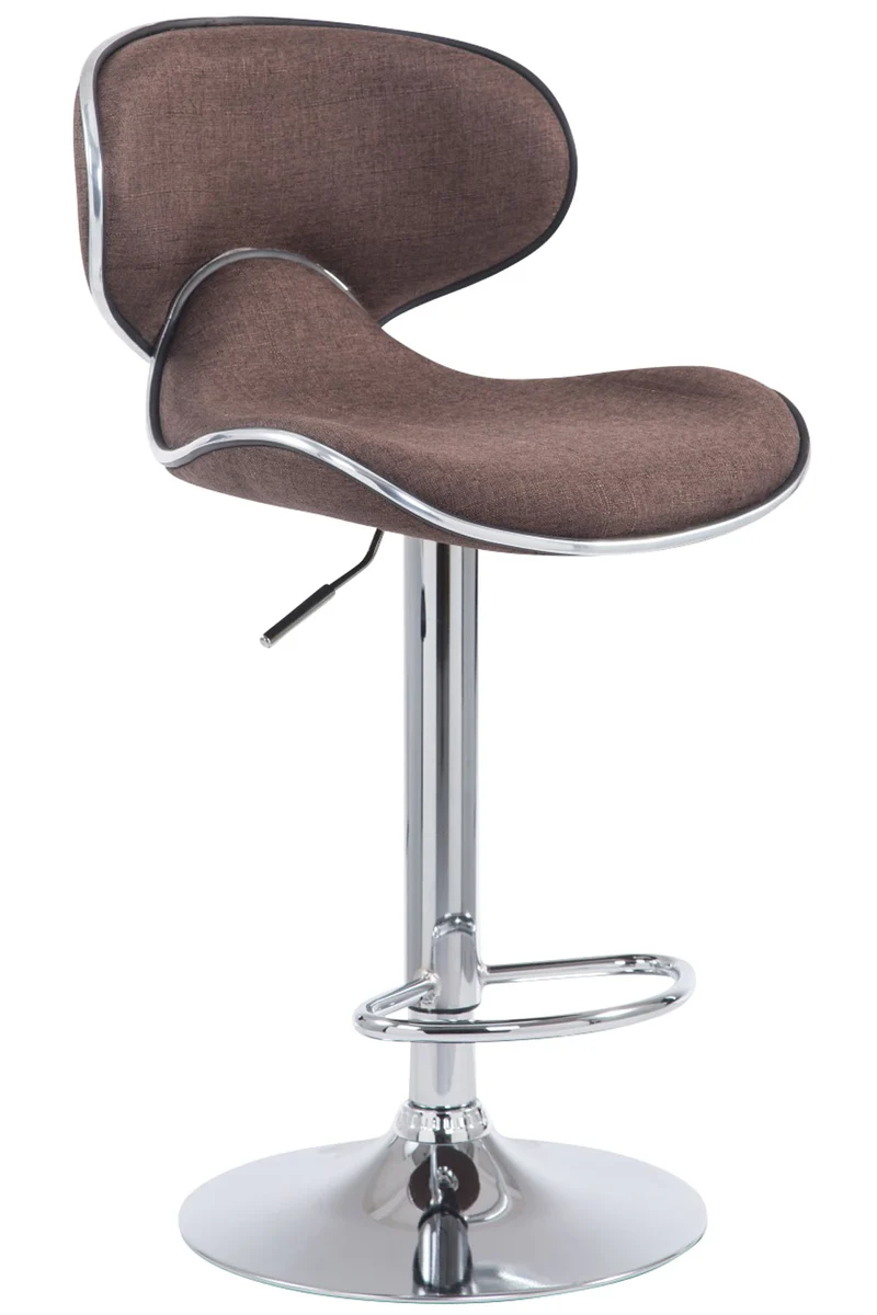 Tabouret de bar x1 pivotant design moderne en tissu marron support en métal chromé 10_0005077