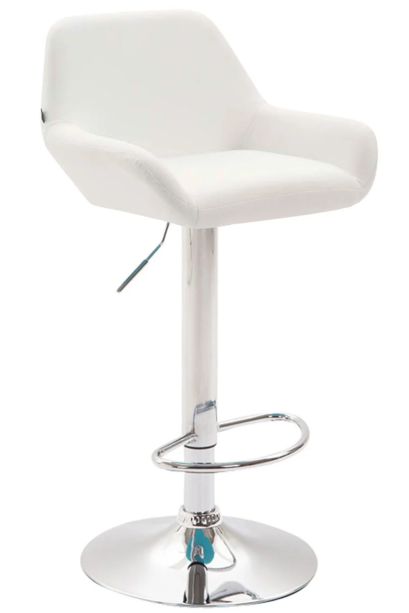 Tabouret de bar moderne et confortable en synthétique blanc pieds trompette en métal chromé TDB10314