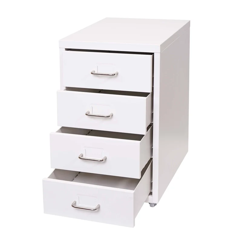 Caisson à tiroirs armoire de bureau 48x28x41 cm 4 tiroirsen acier blanc 04_0008261