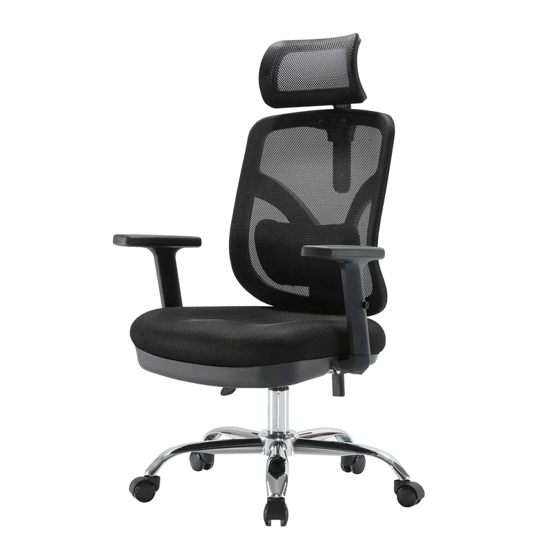 Fauteuil de bureau avec support lombaire et accoudoirs réglables en maille noir 04_0006223