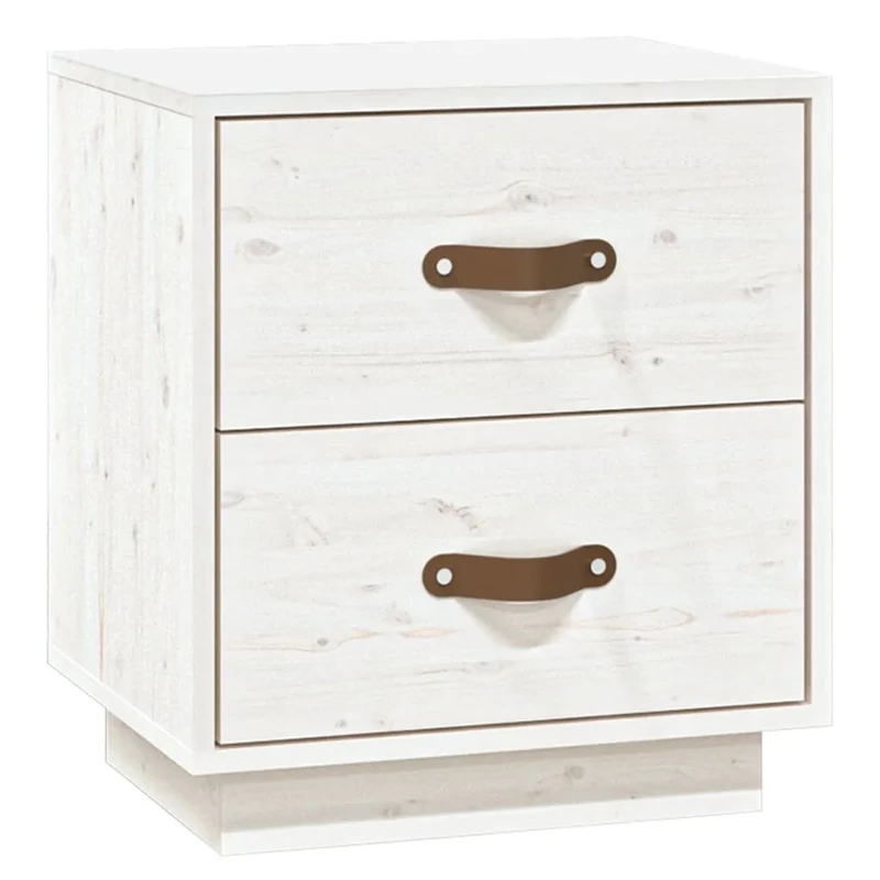 Table de chevet avec deux tiroirs 40 x 34 x 45 cm bois de pin blanc DEC036210