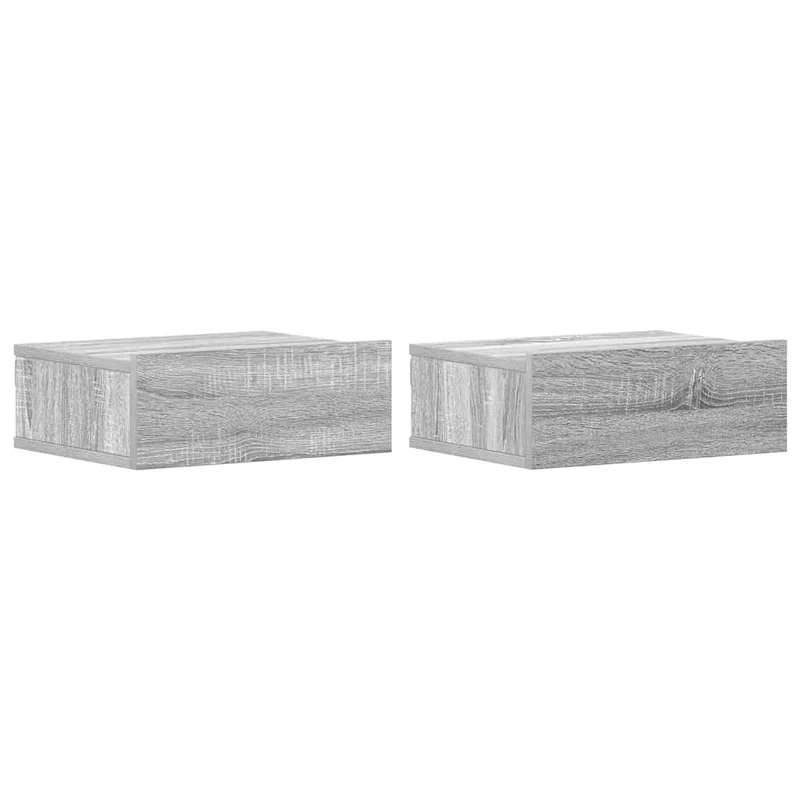 Lot de 2 tables de chevet murales avec tiroir 40 x 30 x 15 cm bois d'ingénierie gris DEC036000