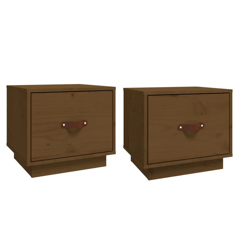 Lot de 2 tables de chevet avec tiroir 40 x 34 x 35cm bois de pin couleur marron miel DEC035918