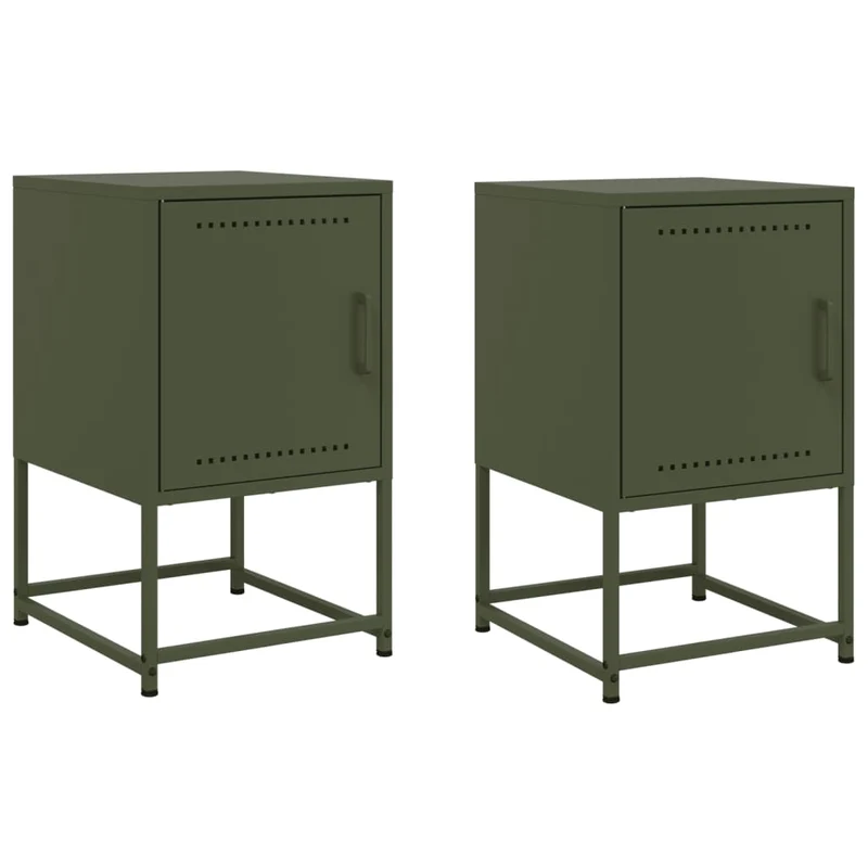 Lot de 2 tables de chevet avec compartiment avec porte 36 x 39 x 60,5 cm acier vert DEC035769