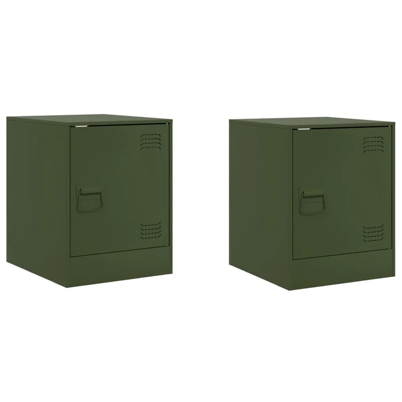 Lot de 2 tables de chevet avec compartiment avec porte 34,5 x 39 x 44 cm acier vert DEC035758