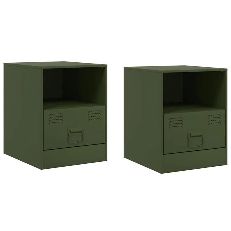 Lot de 2 tables de chevet avec tiroir et compartiment ouvert 34,5 x 39 x 44 cm acier vert DEC035757