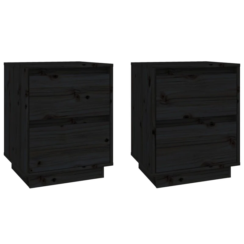 Lot de 2 tables de chevet avec deux tiroirs 40 x 35 x 50 cm bois de pin noir DEC035547