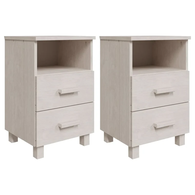 Lot de 2 tables de chevet avec deux tiroirs et compartiment ouvert 40 x 35 x 62 cm MDF blanc DEC036005