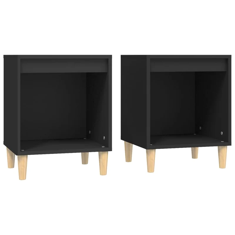 Lot de 2 tables de chevet avec compartiment ouvert 40 x 35 x 50 cm bois d'ingénierie noir DEC035545