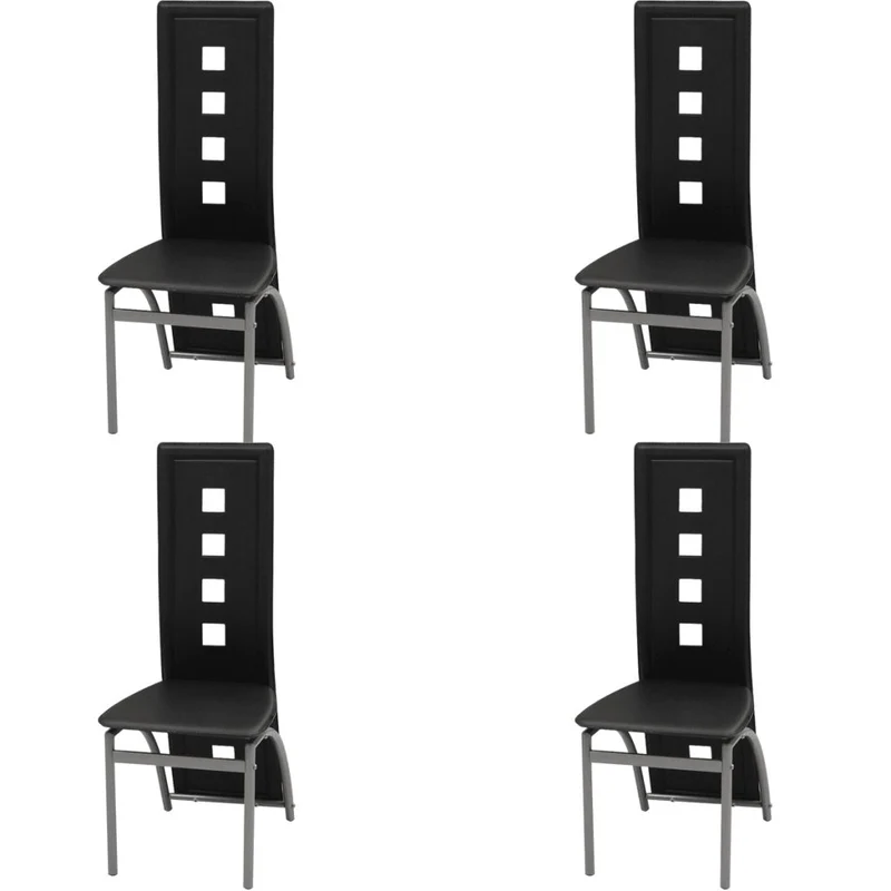 Lot de 4 chaises de salle à manger cuisine style moderne en synthétique noir CDS021804