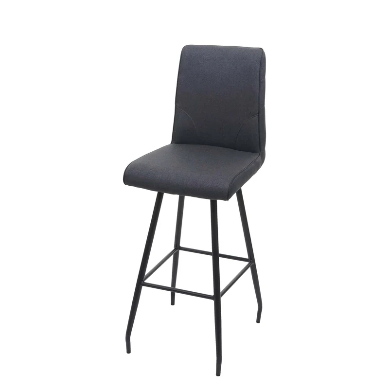 Tabouret de bar chaise comptoir x1 avec repose-pieds rotatif assise en tissu gris foncé 04_0005289