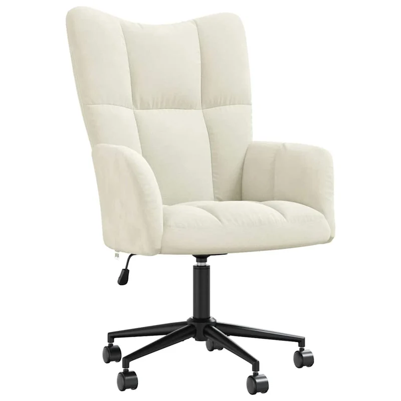 Fauteuil lounge chaise de canapé sur roulettes design moderne en velours crème DEC026639