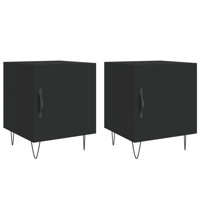 Lot de 2 tables de chevet avec compartiment avec porte 40 x 40 x 50 cm bois d’ingénierie noir DEC035579