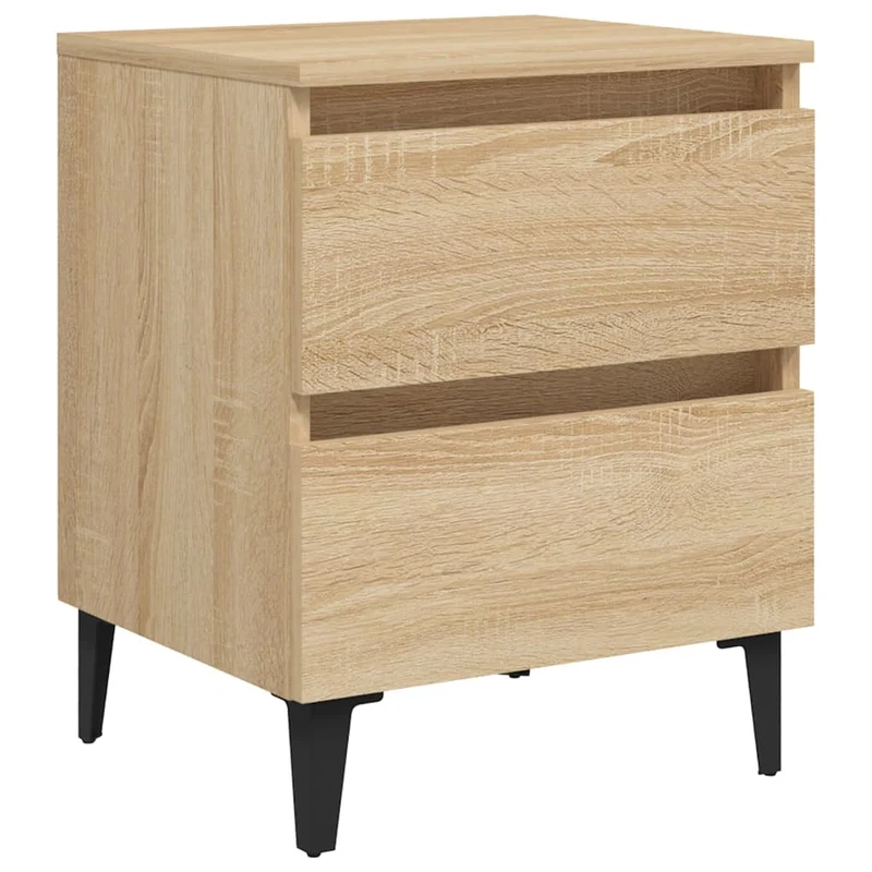Table de chevet avec deux tiroirs 40 x 35 x 50 cm bois d'ingénierie couleur chêne DEC033834
