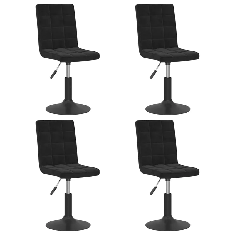 Lot de 4 chaises de salle à manger siège pivotant hauteur réglable en velours noir DEC025383