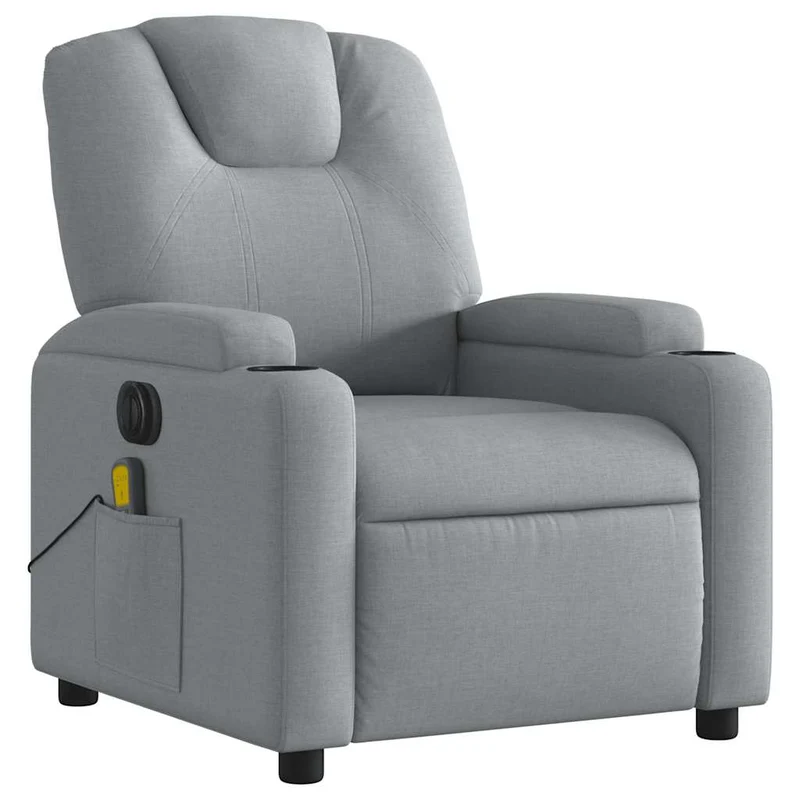 Fauteuil de relaxation TV fonction massage inclinable électrique 6 points de massage en tissu gris clair DEC027156