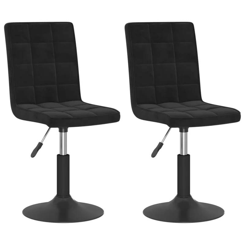 Lot de 2 chaises de salle à manger siège pivotant hauteur réglable en velours noir DEC025294