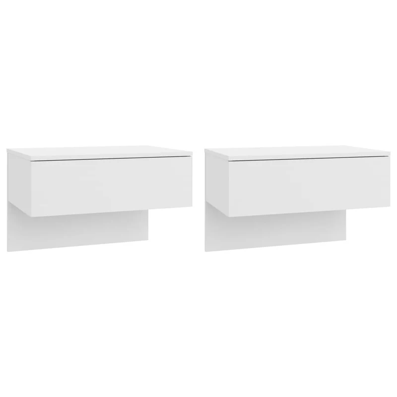 Lot de 2 tables de chevet murales 60 x 40 x 40 cm en bois d'ingénierie blanc DEC036028