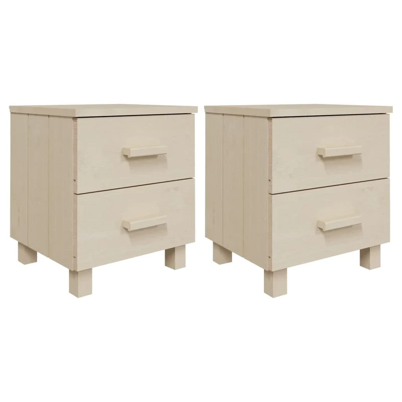 Lot de 2 tables de chevet avec deux tiroirs 40 x 35 x 44,5cm bois de pin massif et MDF DEC036010