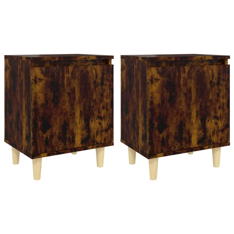 Lot de 2 tables de chevet compartiment avec porte 40 x 30 x 50 cm bois d'ingénierie marron DEC035970