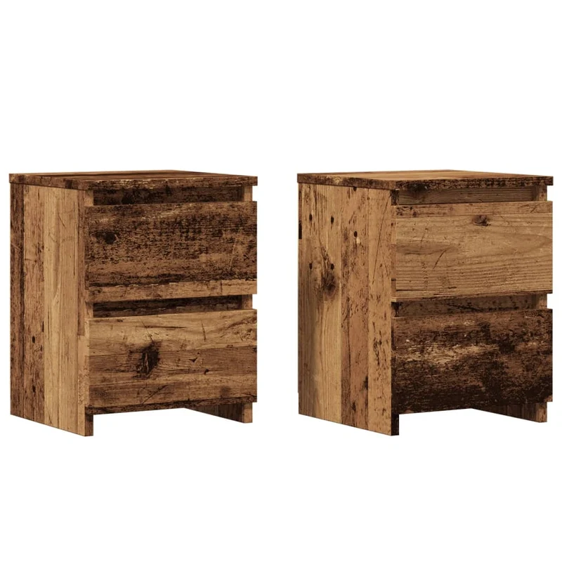 Lot de 2 tables de chevet avec tiroirs 30 x 30 x 40 cm bois d'ingénierie marron vieilli DEC035776