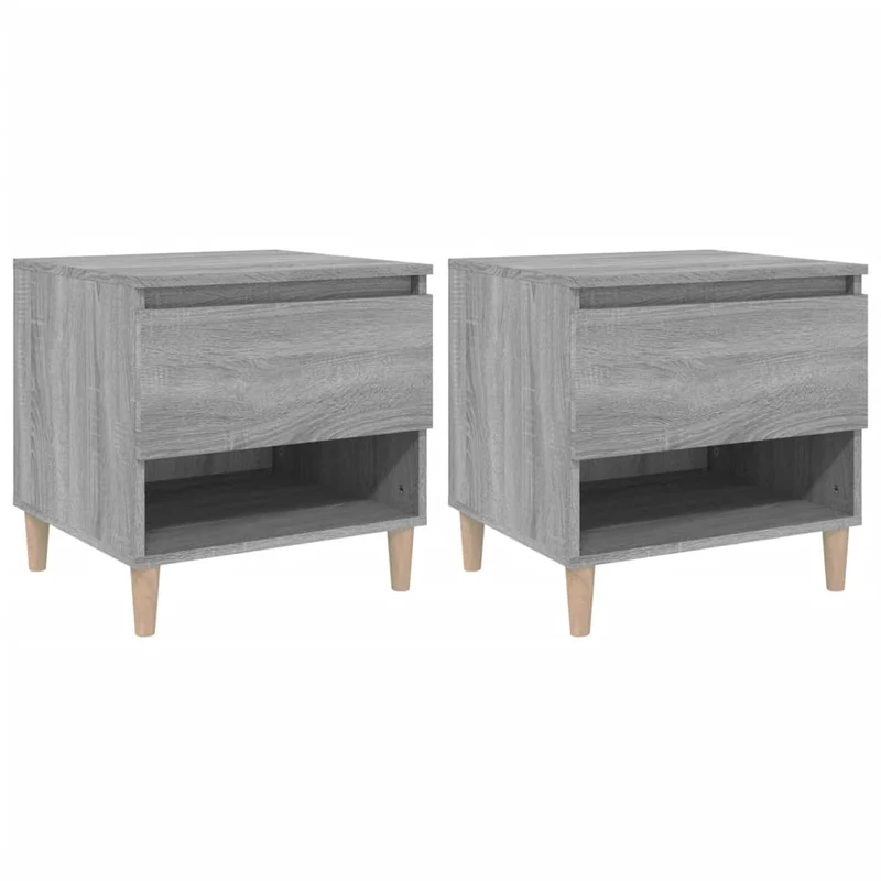 Lot de 2 tables de chevet avec tiroir 50 x 46 x 50cm bois d’ingénierie gris DEC035748