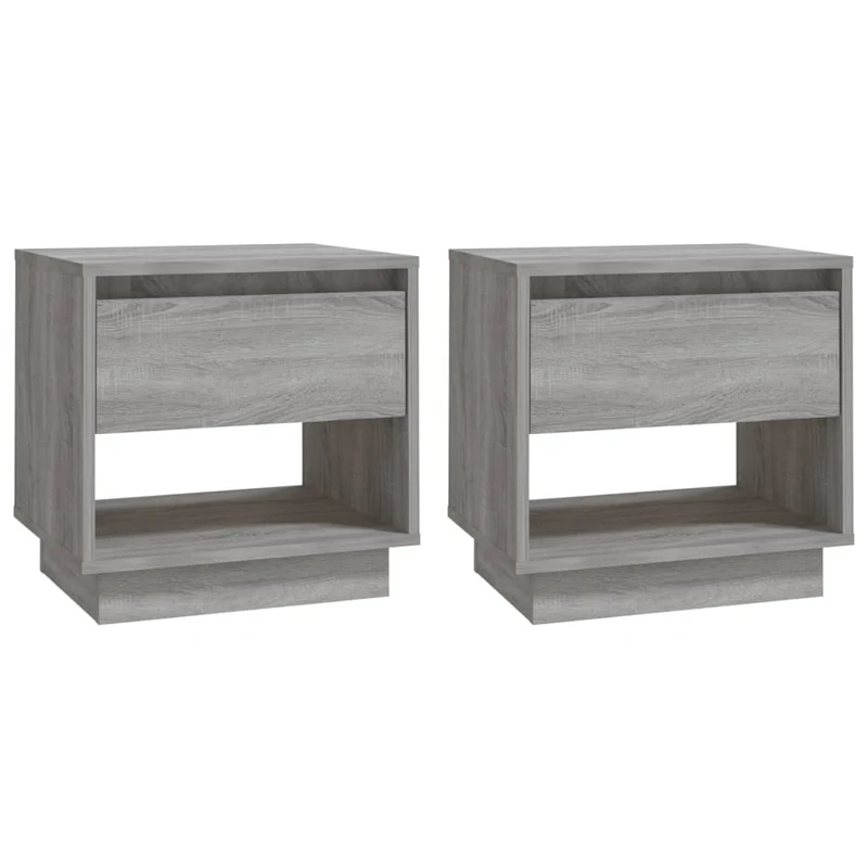 Lot de 2 tables de chevet avec tiroir et compartiment ouvert 45 x 34 x 44cm bois d'ingénierie gris DEC035745