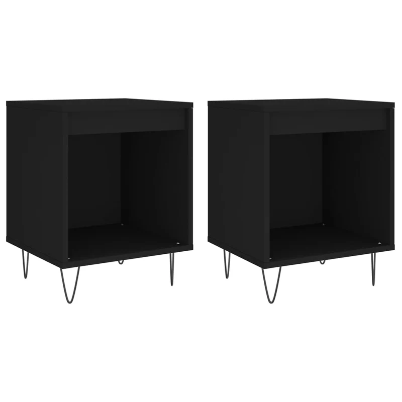Lot de 2 tables de chevet avec compartiment ouvert 40 x 35 x 50 cm bois d’ingénierie noir DEC035549