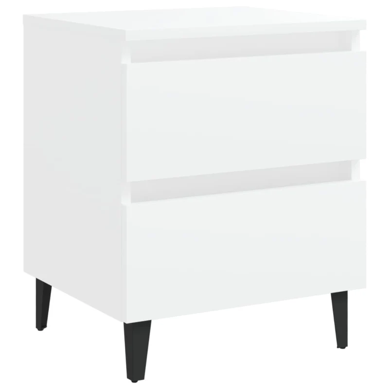 Table de chevet avec deux tiroirs 40 x 35 x 50 cm bois d’ingénierie blanc DEC033366