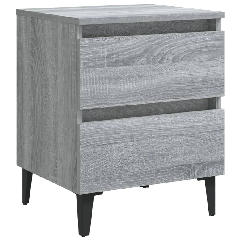 Table de chevet avec deux tiroirs 40 x 35 x 50 cm bois d'ingénierie gris DEC033256
