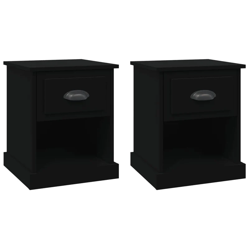 Lot de 2 tables de chevet avec tiroir et compartiment ouvert 39 x 39 x 47,5 cm bois d'ingénierie noir DEC035493