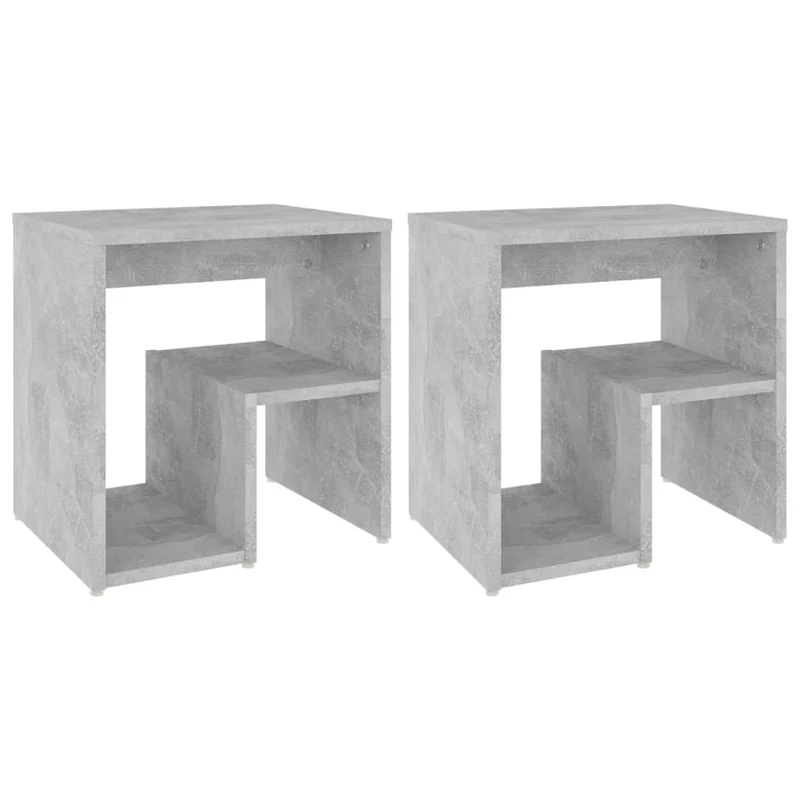 Lot de 2 tables de chevet avec étagères 40 x 30 x 40 cm bois d'ingénierie gris DEC035351