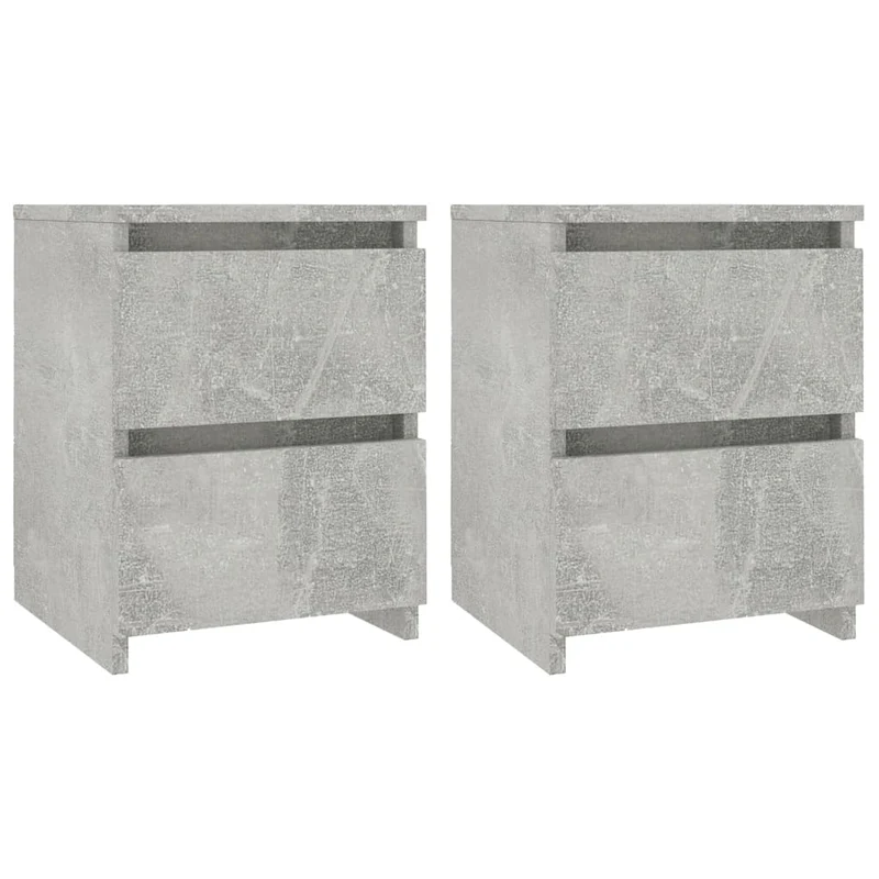 Lot de 2 tables de chevet avec deux tiroirs 30 x 30 x 40 cm bois d’ingénierie gris DEC035340