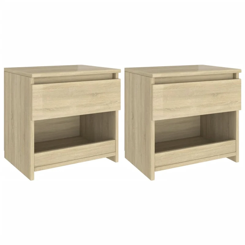 Lot de 2 tables de chevet avec tiroir et compartiment ouvert 40 x 30 x 39 cm aggloméré couleur chêne DEC035228