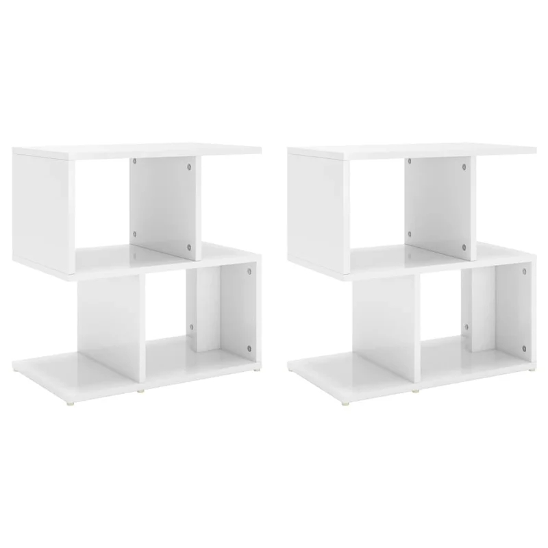 Lot de 2 tables de chevet avec étagères 50 x 30 x 51,5 cm en bois d'ingénierie blanc brilliant DEC035041