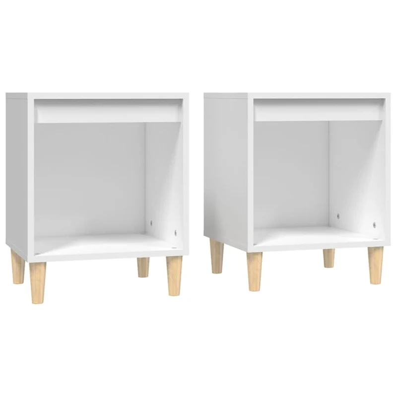 Lot de 2 tables de chevet avec compartiment ouvert 40 x 35 x 50 cm bois d'ingénierie blanc DEC034927