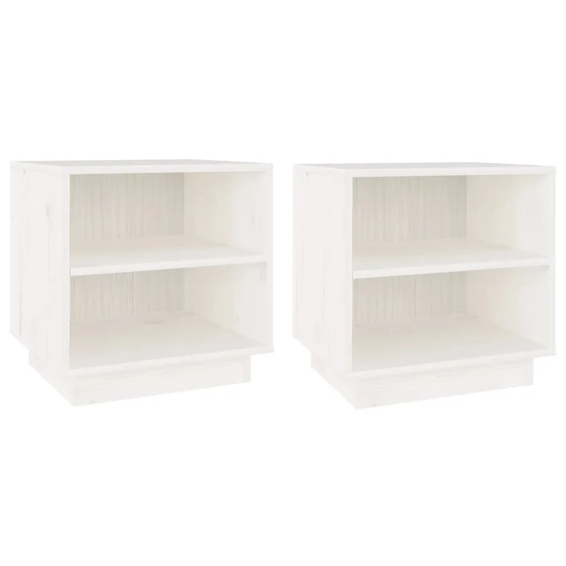 Lot de 2 tables de chevet avec étagères 40 x 34 x 40 cm bois de pin blanc DEC034905