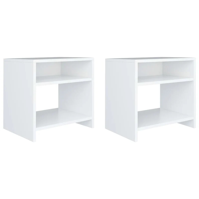 Lot de 2 tables de chevet avec compartiment ouvert et étagère 40 x 30 x 40 cm bois d'ingénierie blanc DEC034891