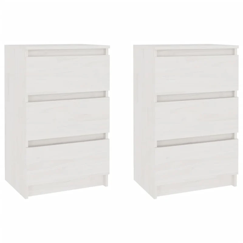 Lot de 2 tables de chevet avec 3 tiroirs 40 x 29,5 x 64 cm bois de pin blanc DEC034882