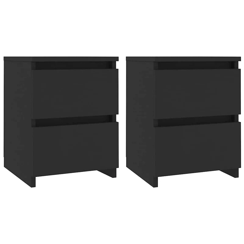 Lot de 2 tables de chevet avec deux tiroirs 30 x 30 x 40 cm bois d'ingénierie noir DEC035456