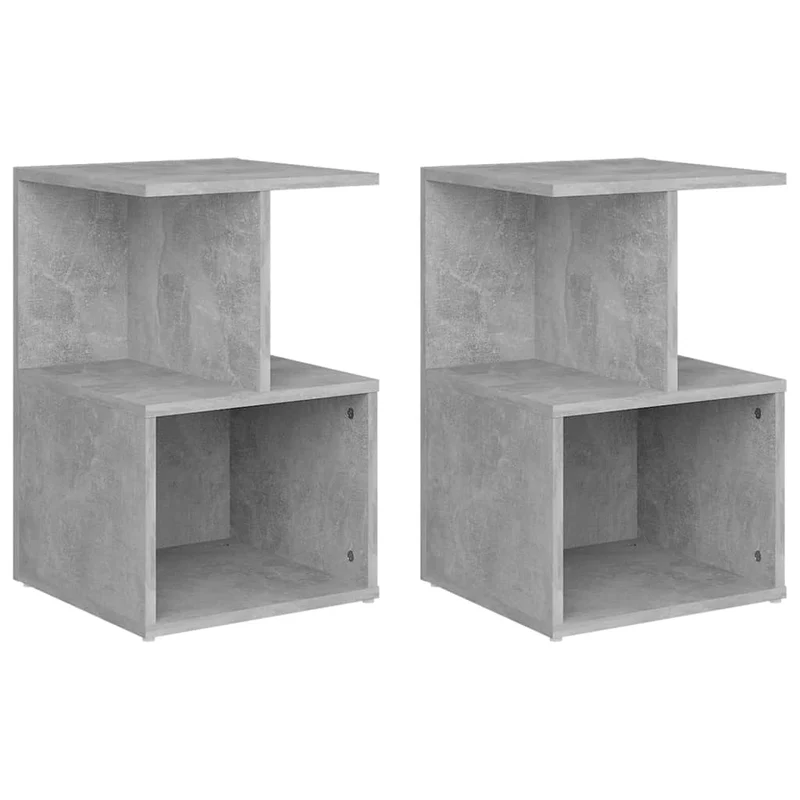 Lot de 2 tables de chevet avec étagères 35 x 35 x 55 cm bois d'ingénierie gris DEC035342