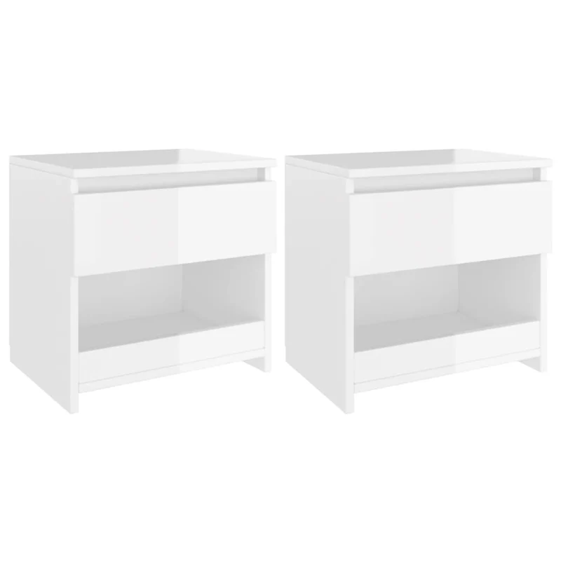 Lot de 2 tables de chevet avec tiroirs et compartiment ouvert 40 x 30 x 39 cm aggloméré blanc brilliant DEC034987