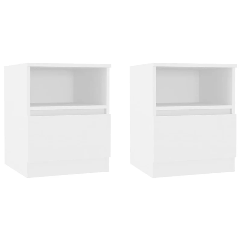 Lot de 2 tables de chevet avec tiroirs et compartiment ouvert 40 x 40 x 50 cm aggloméré blanc DEC034955