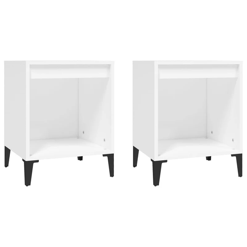 Lot de 2 tables de chevet avec compartiment ouvert 40 x 35 x 50 cm bois d'ingénierie blanc et métal DEC034928